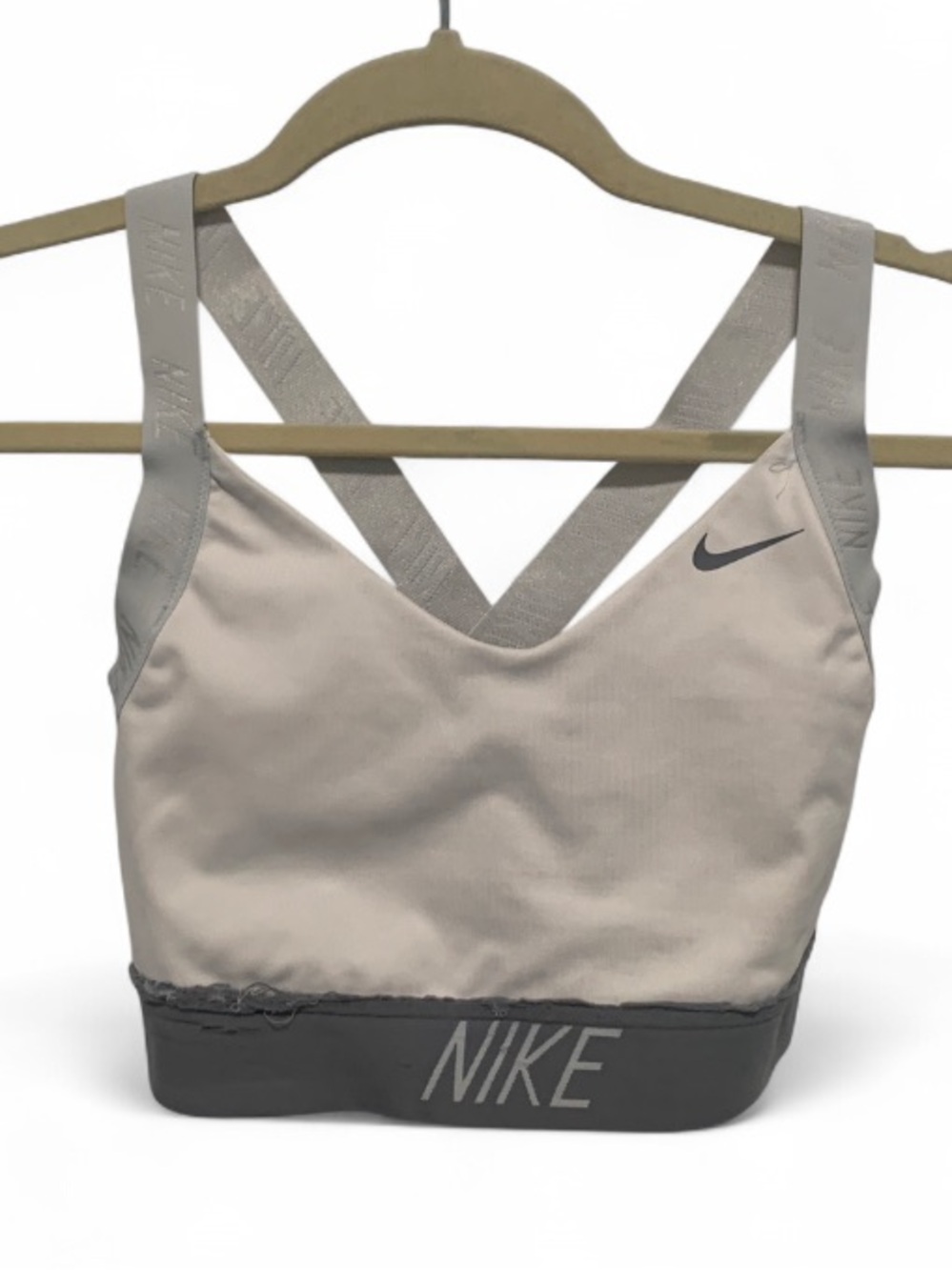 Nike Intertwist White and Gray Crossback Sports Bra